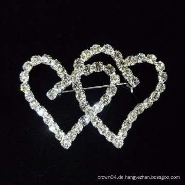 2015 neue Herzform Kristall Brosche Pins für Brautkleid